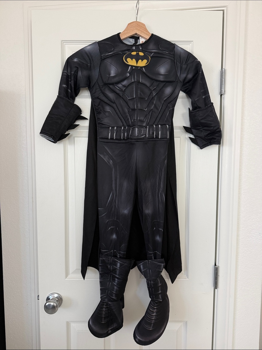 Kids Black Superhero Costume with Yellow Emblem